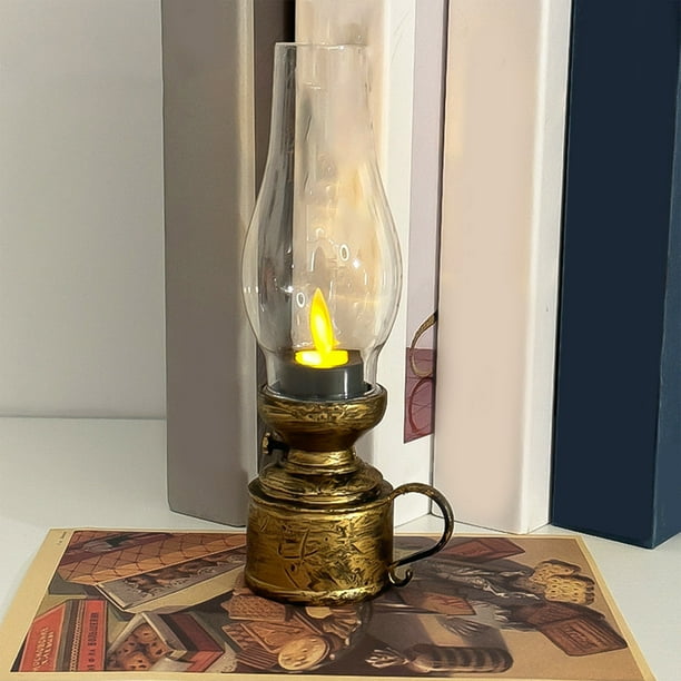 Lámpara de queroseno electrónica de vela luminosa, decoración de luz LED de caballo, bronce antiguo