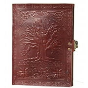 leather journals fair trade tree of life design leather journal diary notebook for men women (horse) (tree lock)