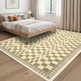 thumbnail image 2 of HOMERRY Plaid Print Non Slip Area Rug 8' x 10' for Living Room Washable Indoor Carpet, Yellow, 2 of 5