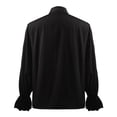 thumbnail image 3 of Gothic Victorian Ruffle, Shirt Medieval Pirate, Poet Blouse Long, Gothic Victorian Ruffle Shirt Medieval Pirate Poet Blouse Long Sleeve Historical Top for Costume Party, Black L, 3 of 6