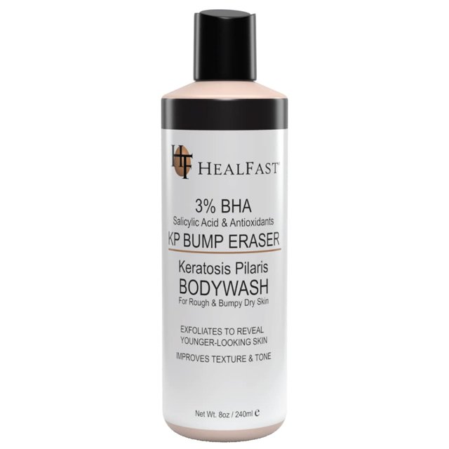 HealFast KP Bump Eraser Bodywash - Suaviza, exfolia, nutre la piel áspera y con baches con 3% de BHA - Queratosis pilaris - Para todo tipo - No requiere fregado - Sin fragancia ni parabenos