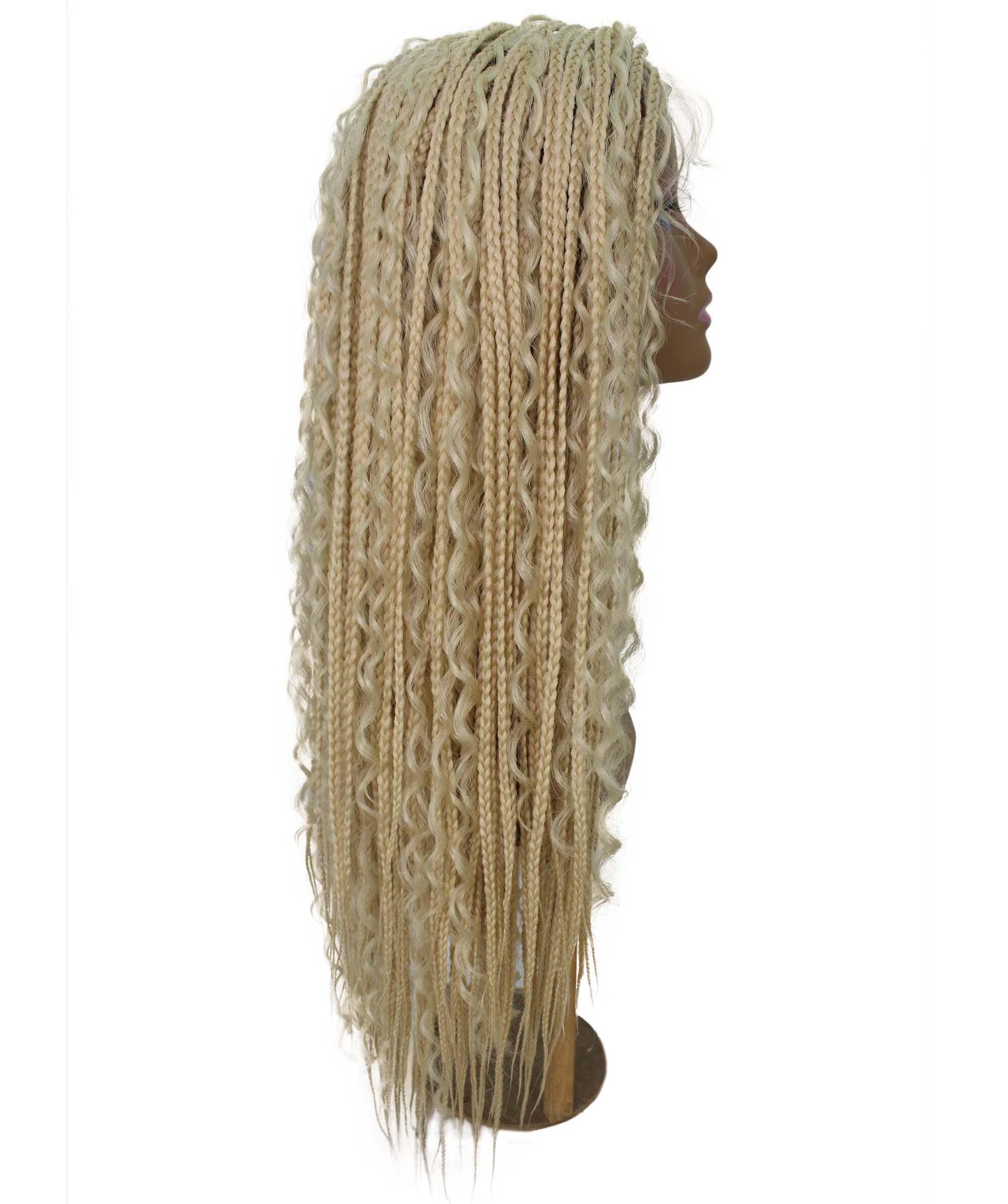 LUXLUXE Hailey Curly Braided 30 in Long Braided Wig, Beauty Heat Resistant Fiber, Light Blonde Color