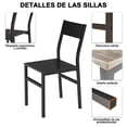thumbnail image 4 of Comedor Extendible 6 Personas Mesa Expandible de 1.2 a 1.6 m con 6 Sillas Moderno Color Negro, 4 of 6