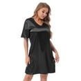 thumbnail image 3 of Alvivi Women Satin Nightgown V Neck Short Sleeve Nightdress Sleepwear M-XXL, 3 of 6