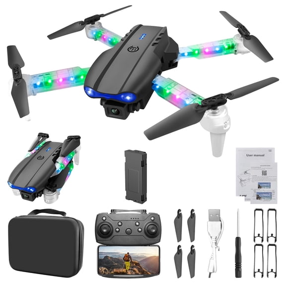 Drone with Dual 1080P Cameras, Foldable Design with Live Video via WiFi and Stable Optical Flow for Beginners and Adults