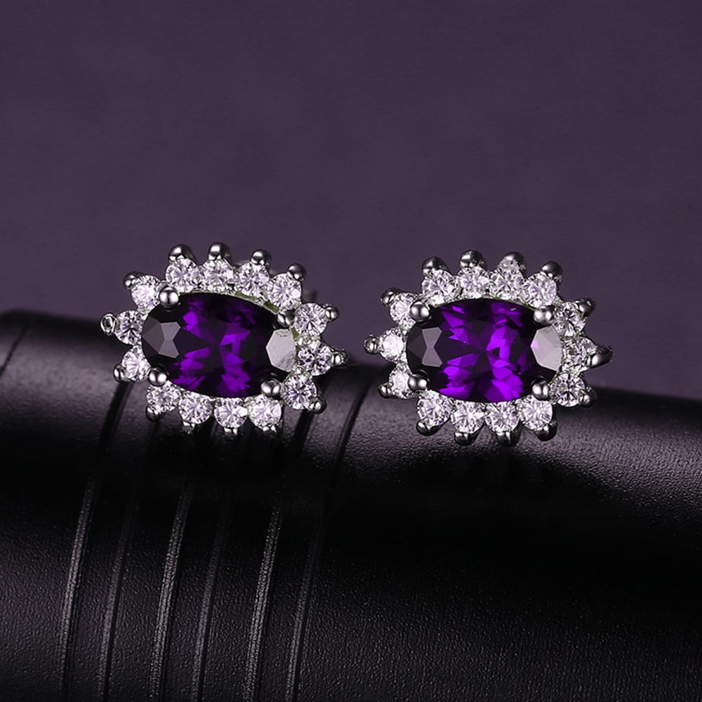 Kate Sterling Silver Purple Clear CZ Stud Earrings Womens Ginger Lyne Collection