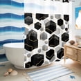 thumbnail image 5 of No Hook Shower Curtain, Black Grey Shower Curtains for Bathroom with See Through Top Window, Geometric Gold White Hexagon Modern Waterproof & Washable Bath Curtain Extra Long 72"x84", 5 of 9