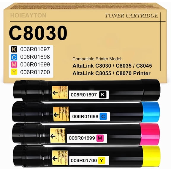 C8030 C8035 Toner Cartridge Replacement for Xerox 006R01697 006R01698 006R01699 006R01700 Toner Compatible for Xerox AltaLink C8030 C8035 C8045 C8055 C8070 Printer(Black Cyan Magenta Yellow)