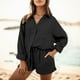 thumbnail image 2 of Conjunto de dos piezas para mujer: camisa oversize abotonada y pantalones cortos, poliéster, verano/otoño, S-XL, 2 of 5