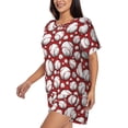 thumbnail image 2 of Naloa Cute Baseball Women's Short-Sleeved Pajama Set, Loungewear, Summer pajamas, Breathable Cozy - 4X-Large, 2 of 9