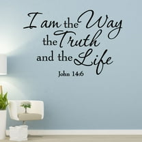 VWAQ I Am the Way the Truth and the Life John 14:6 Bible Matte Black Wall Art Decal Quotes Christian Home Decor (22"H x 32"W)