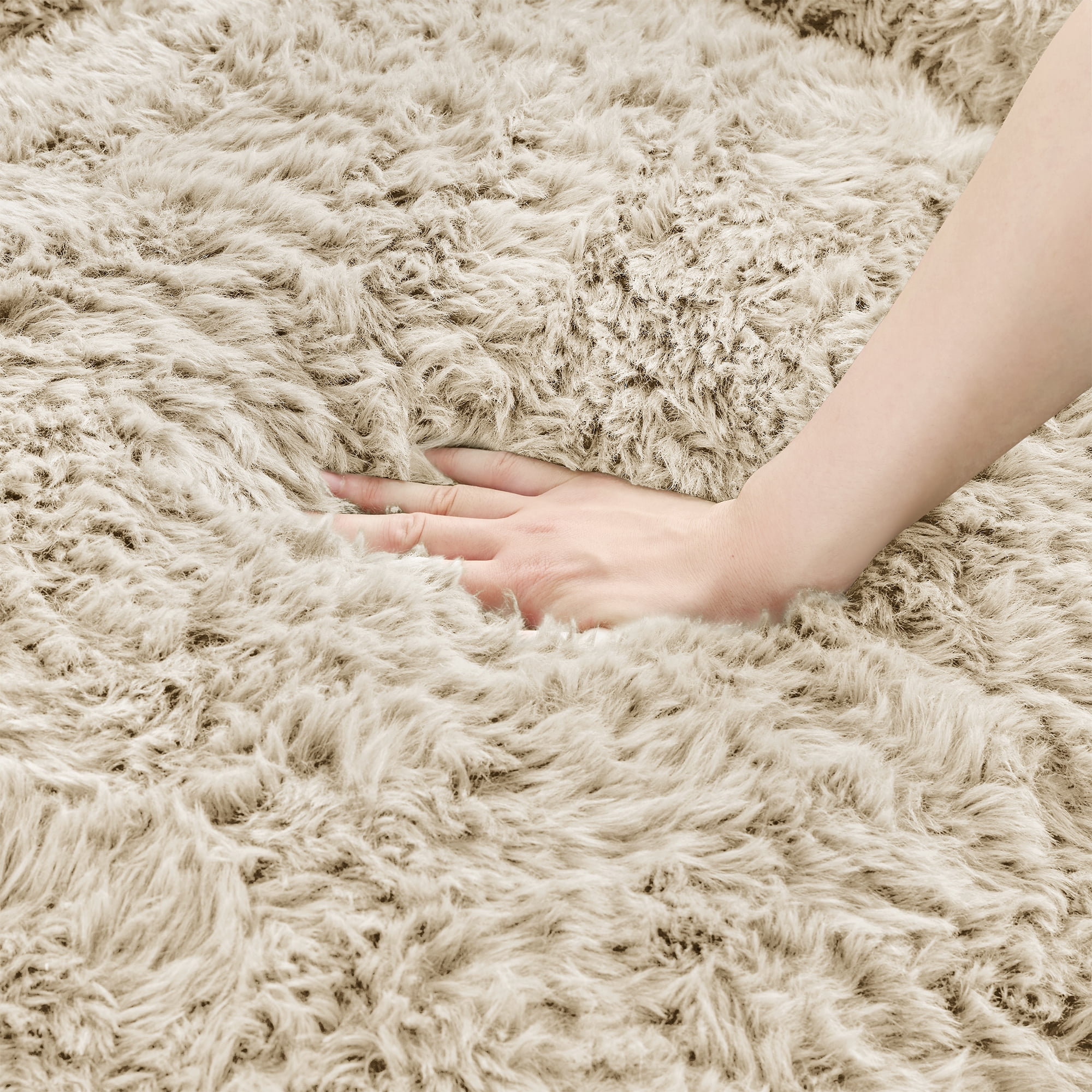 Spruce & Spring Ultra-Plush Fleece Lazy Sofa with Pillow & Blanket, Cozy Bean Bag Loveseat for Living Room & Bedroom, Sand