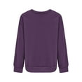 thumbnail image 5 of Women's Solid Color Crewneck Sweatshirt, Soft Long Sleeve Pullover Top with Lightweight Breathable Fabric, Comfortable Stretchy Casual Wear for Daily Loungewear and Streetwear Purple L, 5 of 5