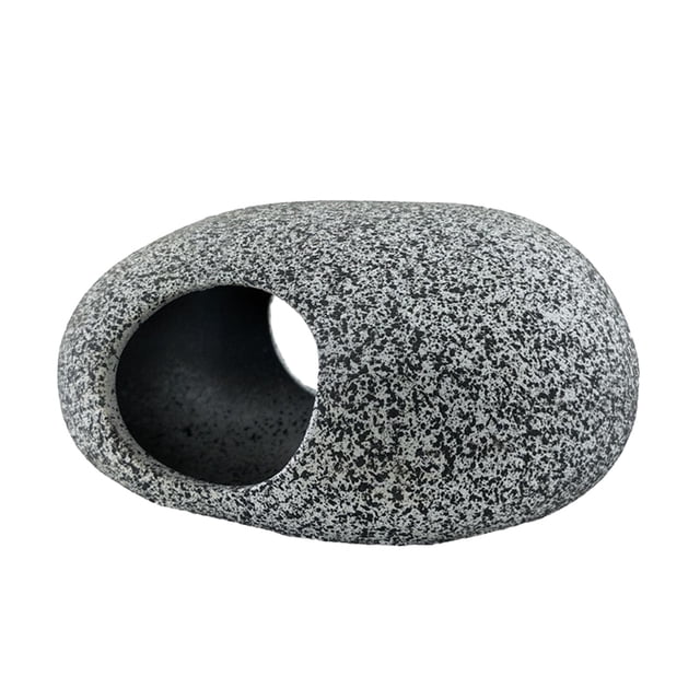 Acuarios de , decoración de arcilla morada, dos agujeros, hábitat para camarones, suministros, paisajismo, cueva para esconderse, adorno para 11 cm x 8 cm x 55 cm