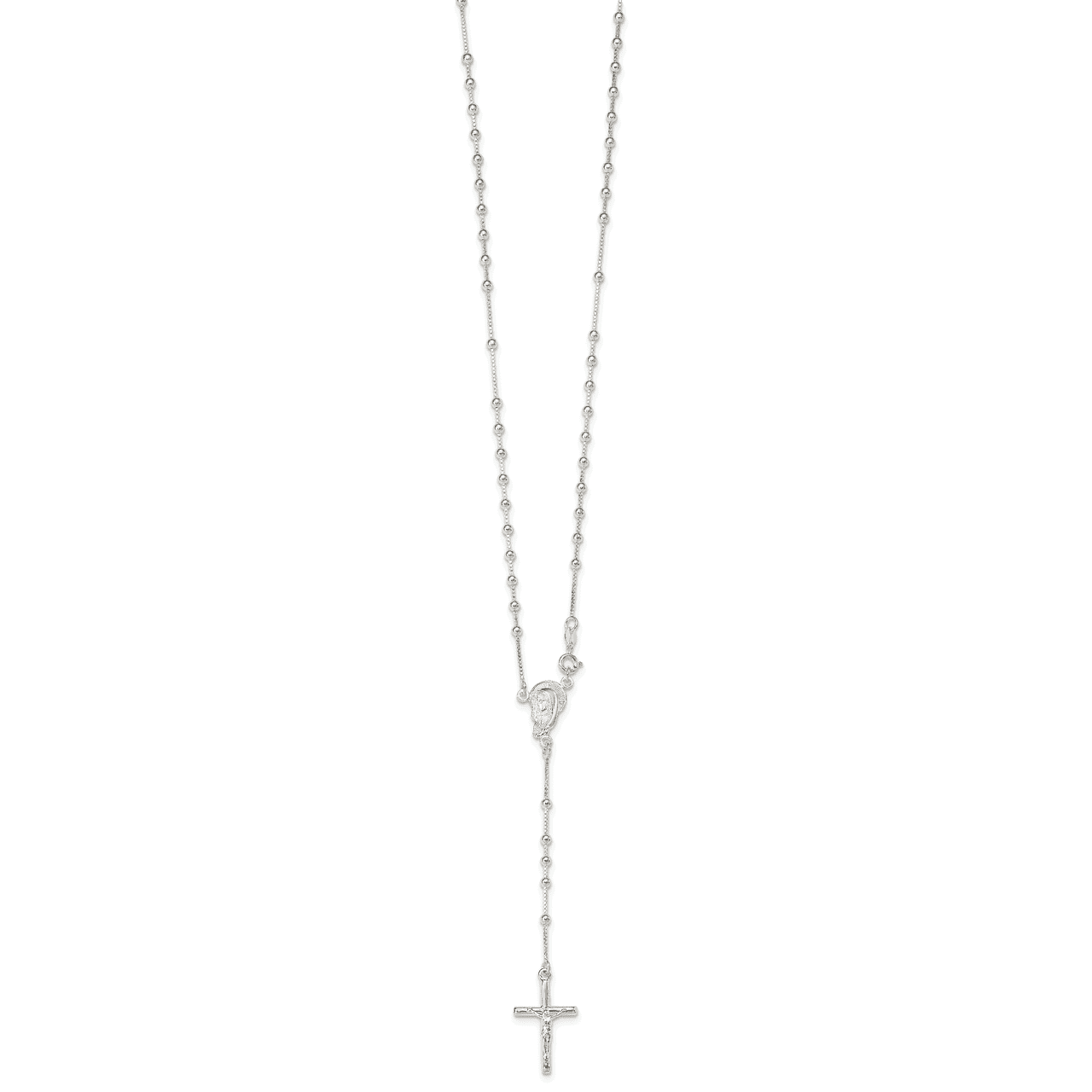 Lex & Lu Sterling Silver Polished Rosary 18