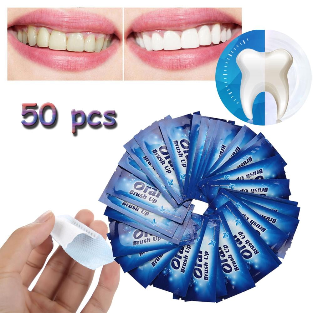 WALFRONT 50Pcs Wipes Dental Clean Teeth Wipe Cloth Tooth Cleansing Tool
