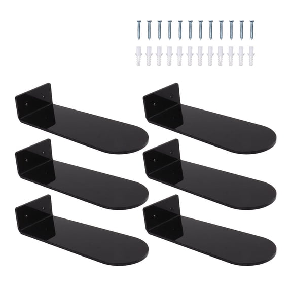 Xirurus 6‑Piece Floating Acrylic Shoe Shelves – 7.9” Length, 3.94” W x 10.24” L, 3.15” H – Wall‑Mounted Display for Sneakers, Running & Basketball Shoes – Black