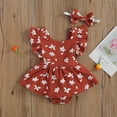 thumbnail image 5 of Douhoow Summer Baby Girl Romper Dress Flower Print Ruffles Fly Sleeve Backless Jumpsuits, 5 of 9