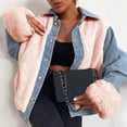 thumbnail image 2 of CEHVOM Mode Femmes Cardigan Décontracté en Peluche Patchwork Veste Manteau Liquidation, 2 of 5