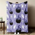 thumbnail image 3 of GYRATEDREAM Halloween Throw Blanket for Couch and Bed Ghost Witch's Hat Black Bats and Decorated Pumpkins Print on Soft Blanket for Kids and Adult, 51.18x59.05 inch, 3 of 4
