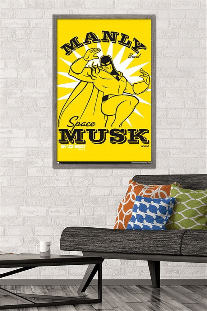 Space Ghost Coast to Coast - Manly Space Musk Wall Poster, 22.375" x 34", Framed