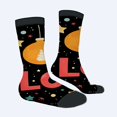 thumbnail image 2 of Unisex Trendy Socks (2 Pairs) - Festive Black Socks with Colorful Stars Ornaments & ' LOVE ' Design - Soft & Comfortable for All Seasons, 2 of 5