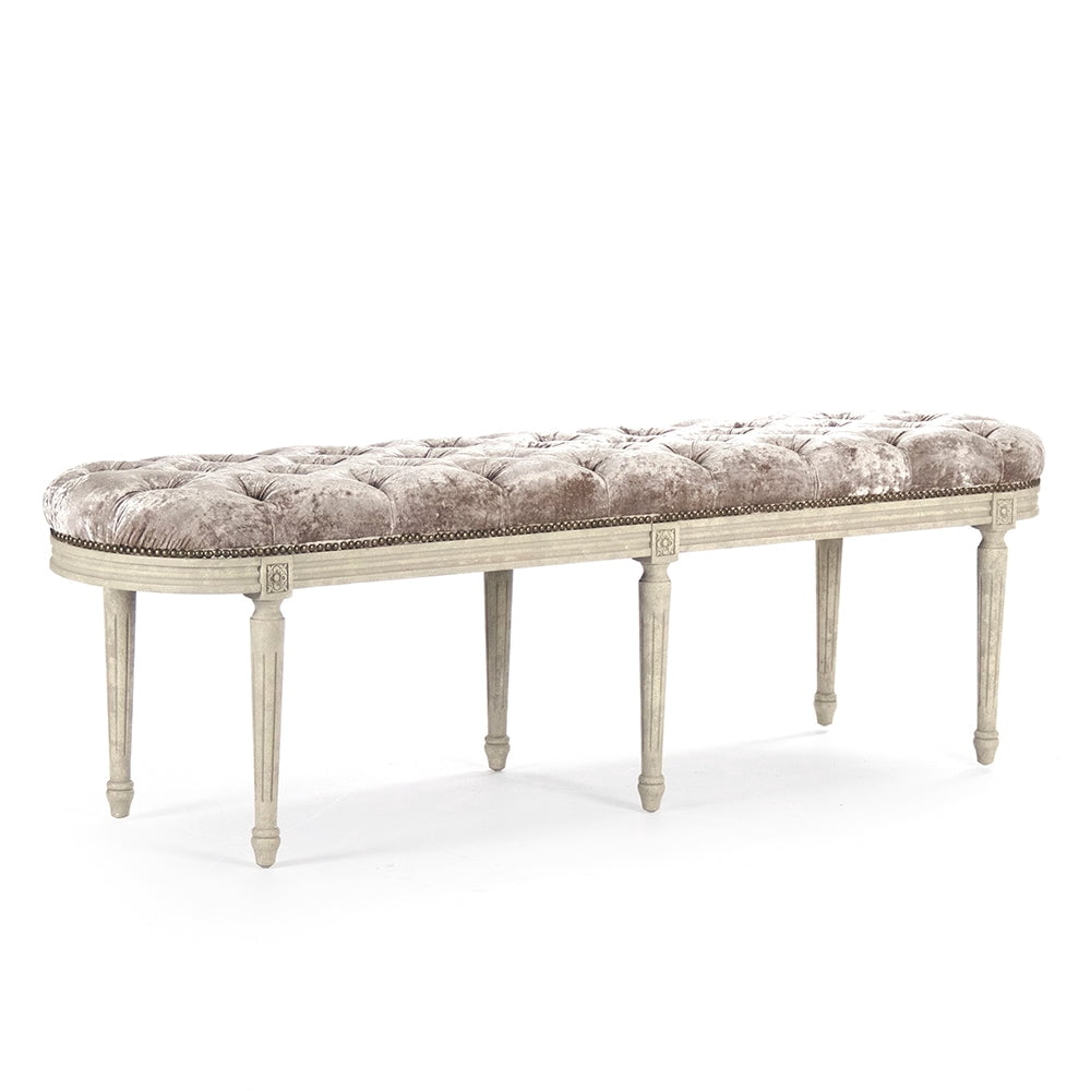 zentique zen03 309 a michel tufted bench, crushed champagne velvet - 62 x 20 x 16 in.