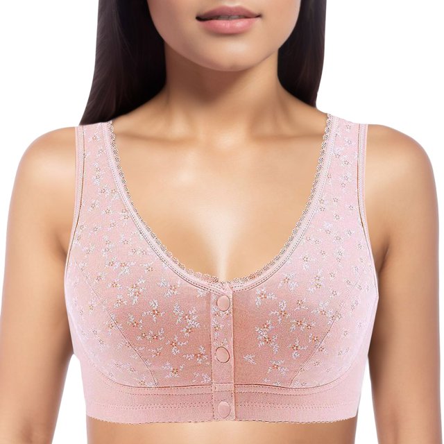 Aayomet Bralettes for Women With Support Wireless Beauty Back High Support Front Closure Charm Bras Front Snaps (Red, 42)