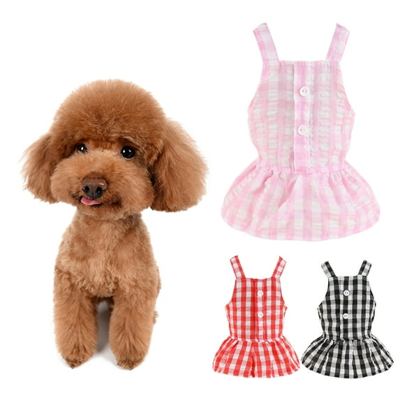 Dream Lifestyle Pet Dress Plaid Pattern Sleeveless Friendly to Skin Non-Irritation Easy-wearing Decorative Polyester Cat Dog Print Suspenders Dress Pet Garment Decor Pet Supplies