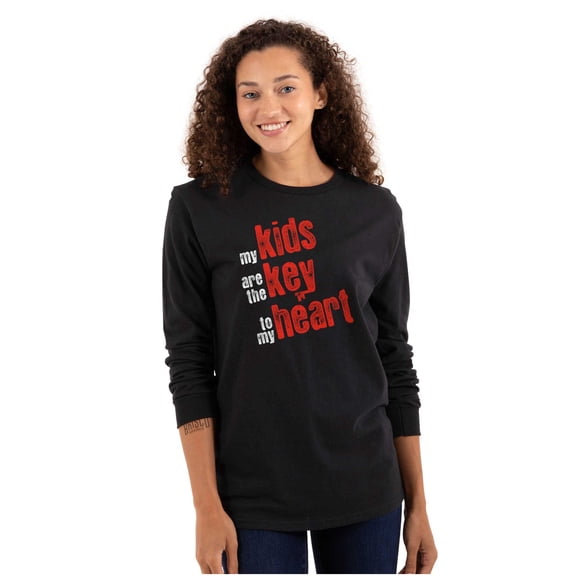 My Kids Are the Keys to My Heart Women Plus Size Long Sleeve Graphic Tee Brisco Brands 2X