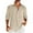 Khaki, variant on HAiming Men's Button down Shirt Casual Cotton Linen Summer Beach Long Sleeve Loose Basic Tops Blouse with Pocket