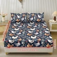 thumbnail image 2 of COEQINE Twin Size 3 Piece Sheet Set, Stay in Place Fade Stain Resistant Cooling Bed Sheets with All Around Elastic Cozy Bedsheet & Pillowcases, Rooster Chicken Floral Dark Blue, 2 of 5