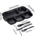 thumbnail image 2 of Divided Plates Tray Dinnerware - Microwave & Dishwasher Safe Plastic, 5-Section Design for Balanced Meals, Lightweight & Durable for Camping, Parties, and Family Dinners, 32.5x22x4cm, Black, 2 of 6