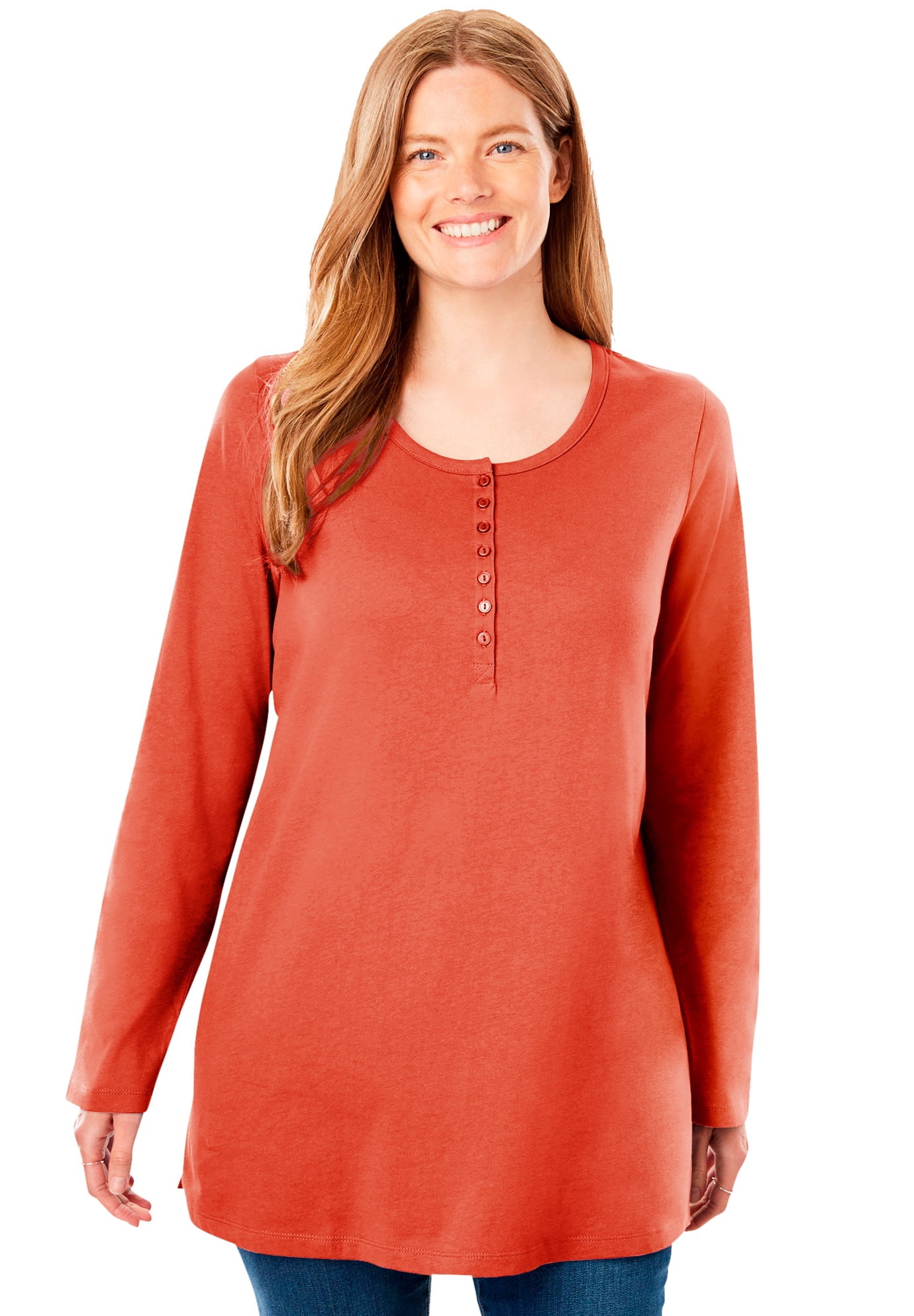 Long-Sleeve Henley Tee Shirt 