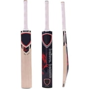KLR Plus Kashmir Willow Cricket Bat, Handcrafted Grade R Willow with Web Tape Front Sticker Back Kashmir Willow Handle, Red and Black