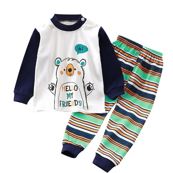 Nrmvnmi Toddler Baby Boy Fall Outfits Winter Clothes Letter Long Sleeve Crewneck Sweatshirt Elastic Waist Pants Set 2Pcs