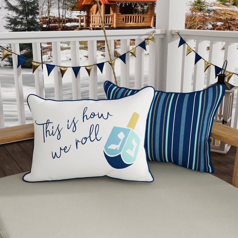 Reversible Outdoor Lumbar Throw Pillows, Set of 2 photo 2