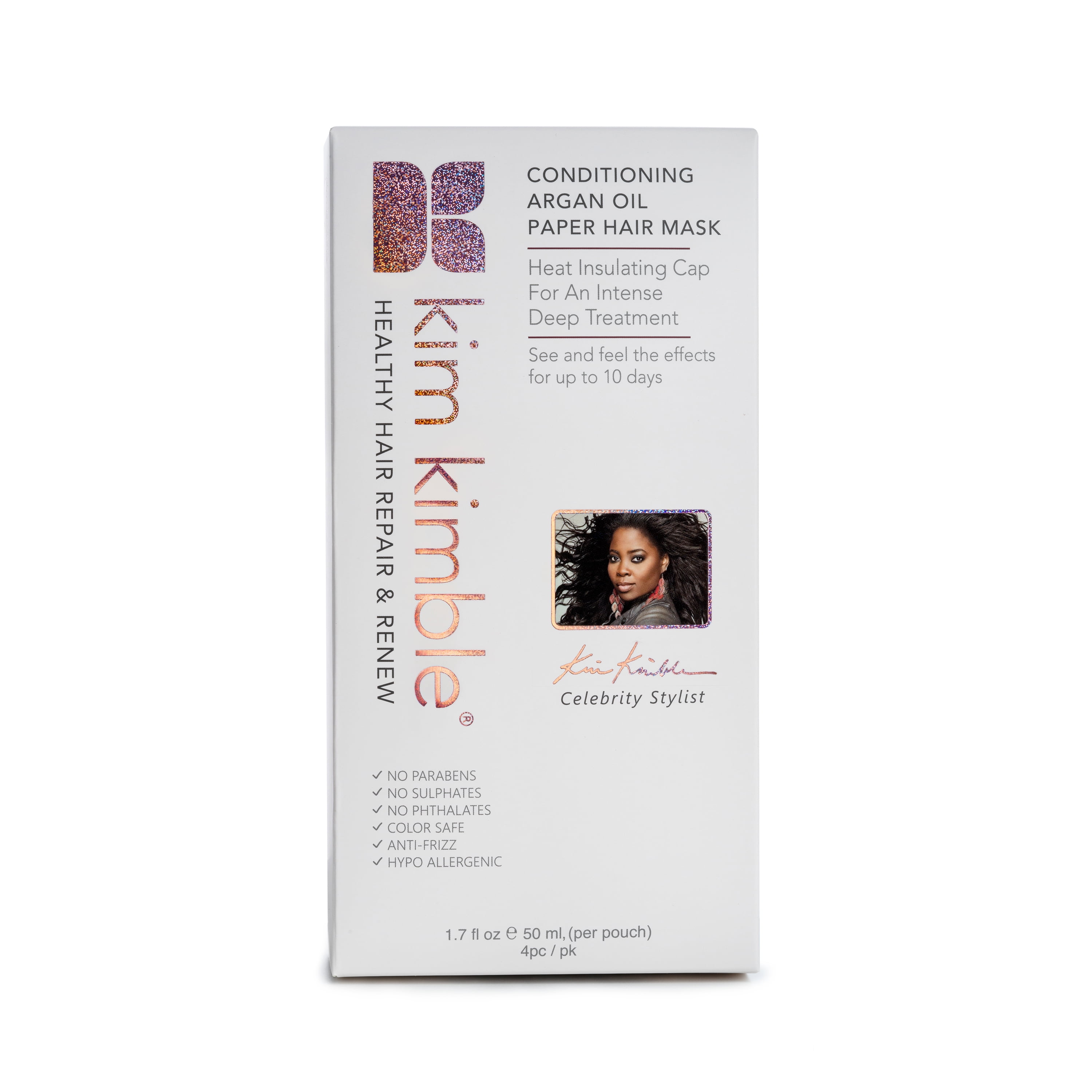 Kim Kimble Healthy Hair Repair & Renew Heat Protection Frizz Control Hair Mask with Argon Oil, 1.7 fl oz, Travel Size, 4 Piece