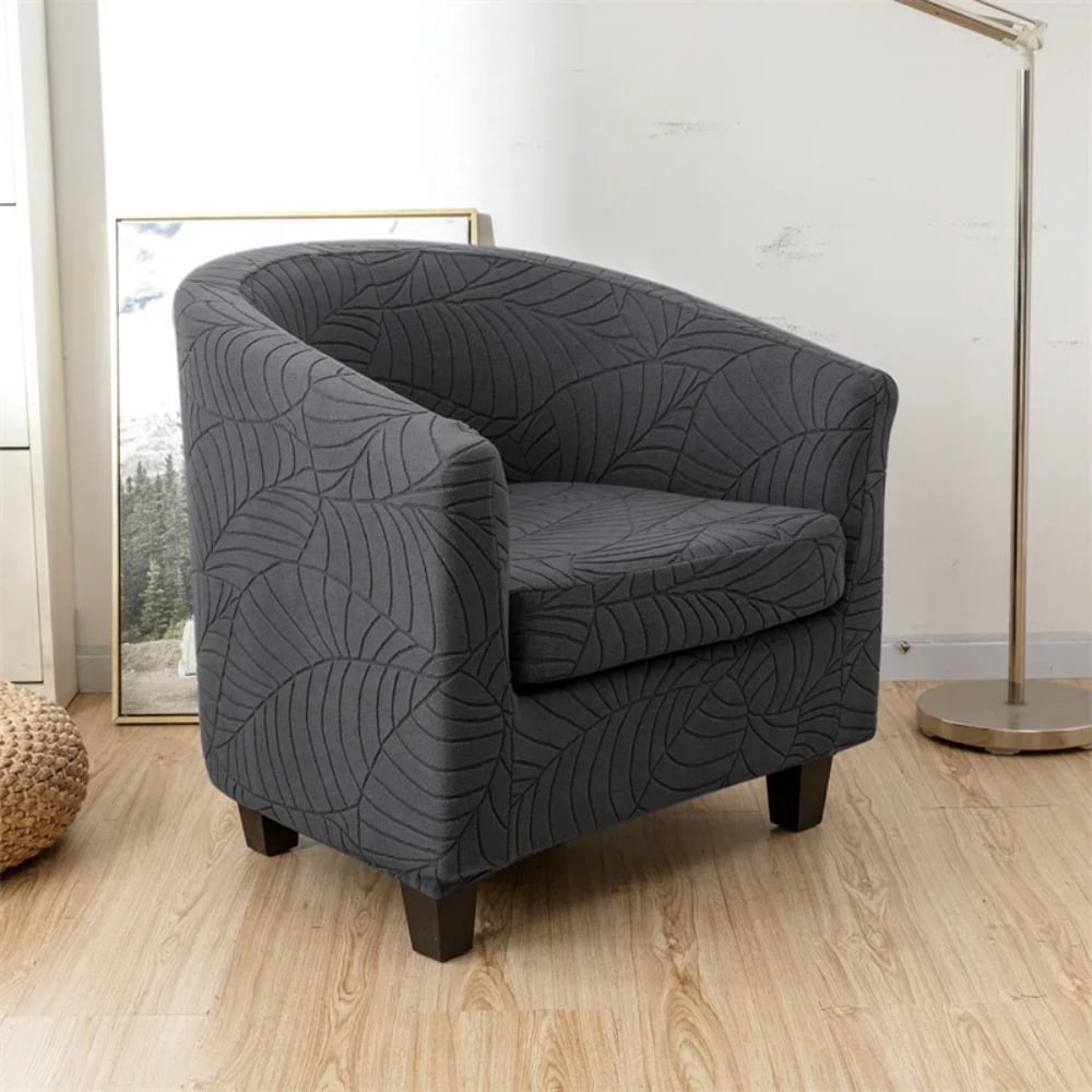 AIGIA Club Chair Covers Slipcover 2 Piece Leaf Jacquard Stretch Tub Chair Cover Barrel Chair Covers Soft Armchair Sofa Cover Couch