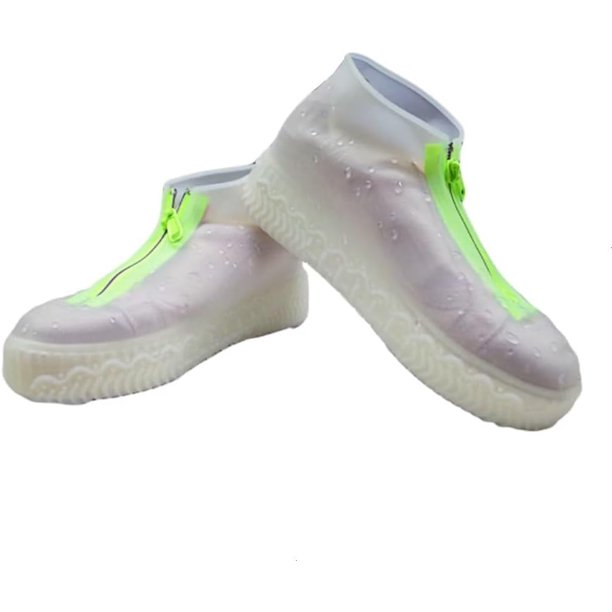 Cubrezapatos de silicona impermeables con cremallera para proteger contra la lluvia, botas de lluvia de goma antideslizantes reutilizables, cubrezapatos mejorados protección de calzado de ciclismo al