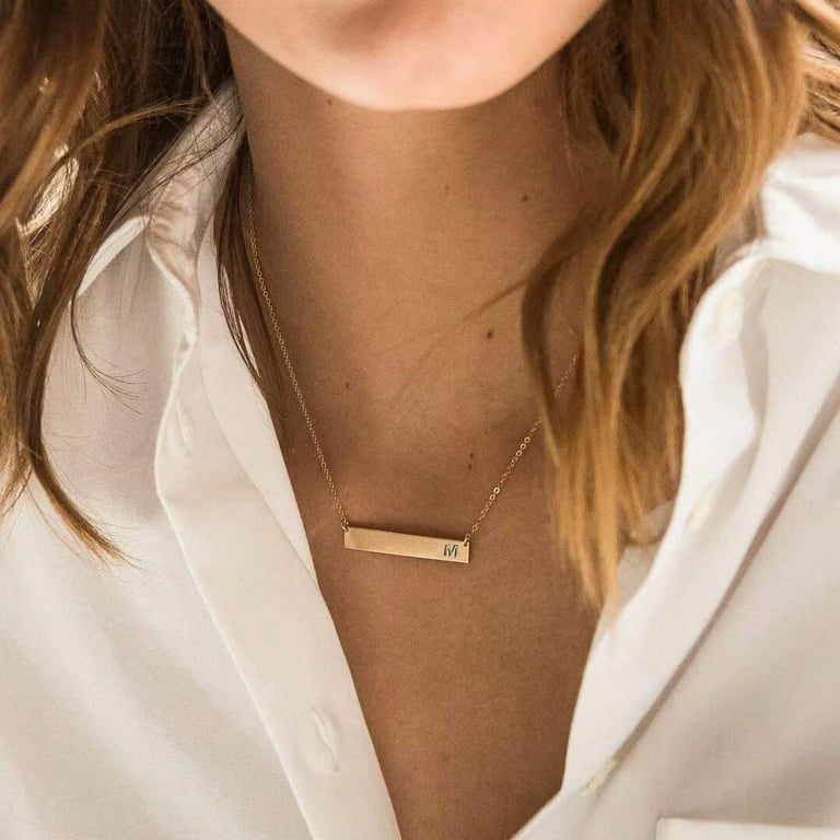 Gold bar monogram necklace sale