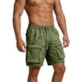 thumbnail image 7 of Besolor Cargo Shorts for Men Drawstring Elastic Waisted Wide Leg Lightweight Thin Quick Dry Workout Hiking Shorts with Multi-pocket(XX-Large,Army Green), 7 of 7