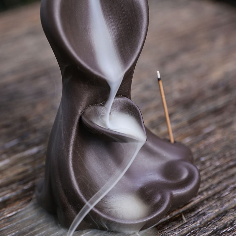 Creative Love Couple Backflow Incense Burner,Purple Sand Incense Waterfall Smoke Incense Holder Home Decor Ornaments