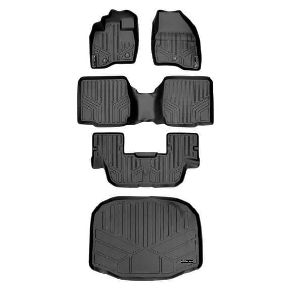 SMARTLINER 4 Rows Custom Fit Floor Liners Compatible with 2017 - 2019 Ford Explorer 7 Passenger (Gasoline | 2nd Row Bucket Seat with Center Console)
