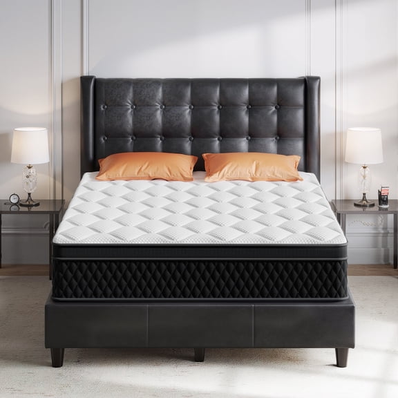 Hybrid Mattress Queen 10 inches, Memory Foam Mattress Bed in a Box Medium Firm for Pressure Relief