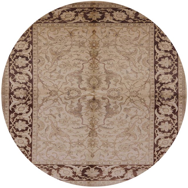 Ahgly Company Machine Washable Indoor Round Industrial Modern Sienna Brown Area Rugs, 4' Round