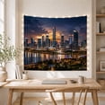 thumbnail image 5 of Modern Skyline at Dusk with Water Reflections Dramatic Minimalist for Urban Art Lovers Cityscape Wall Decor Housewarming Gift Tapestry Wall Hanging for Bedroom and Living Room, 5 of 7