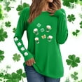 thumbnail image 2 of Posijego Plus Size Tops for Women Clover Long Sleeve Shirts St Patricks Day Graphic Teestunics Stretch Soft Basic Shirts, 2 of 6