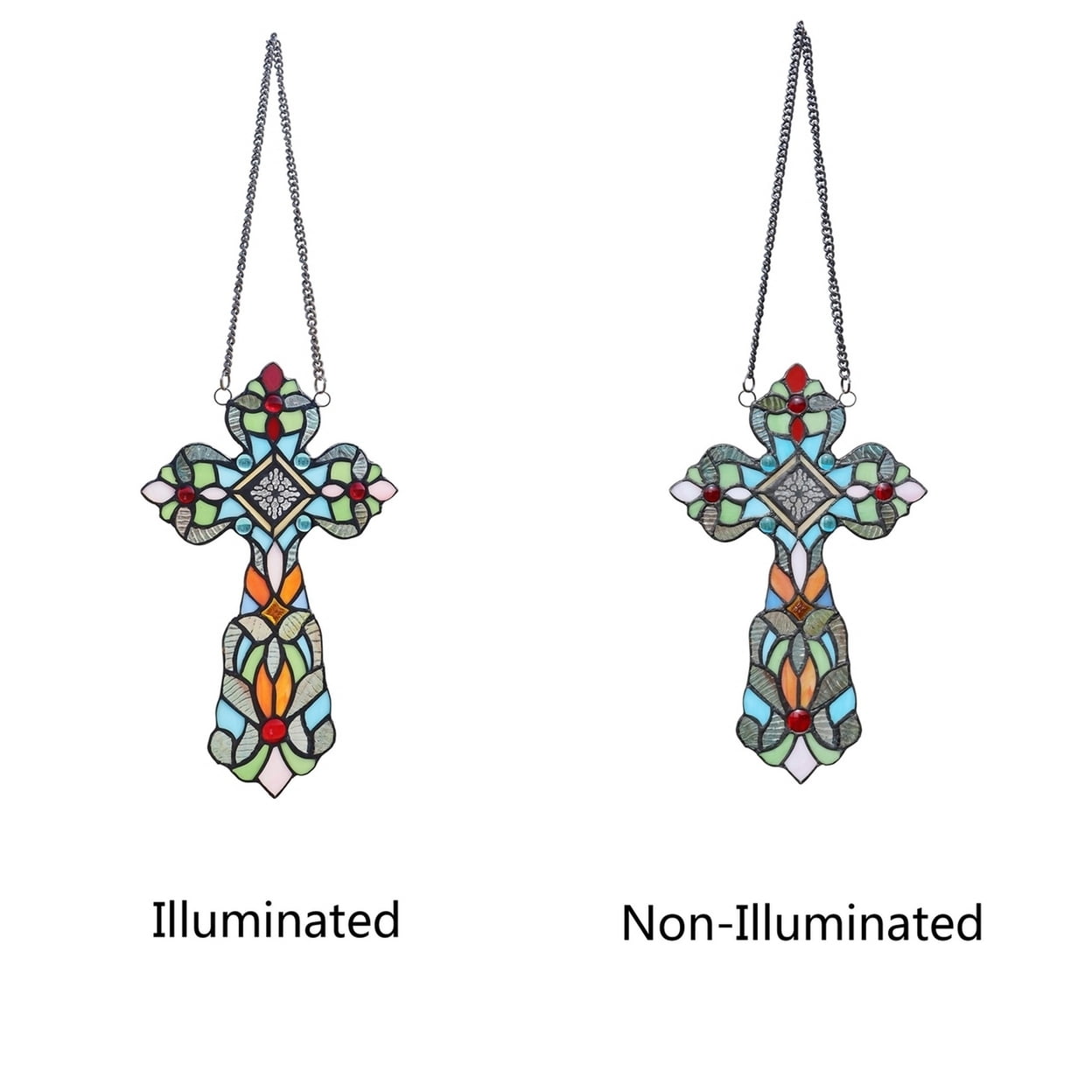 CHLOE Lighting ADELINA Victorian Tiffany-style Stained Glass Window Panel 13" Tall