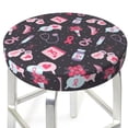 thumbnail image 3 of Balery Breast Cancer Awareness1 Fundas de asiento para taburete de bar redondo de tela de terciopelo ajustables que protegen de arañazos y manchas para sillas de 14 a 17 pulgadas.-14 inch, 3 of 7